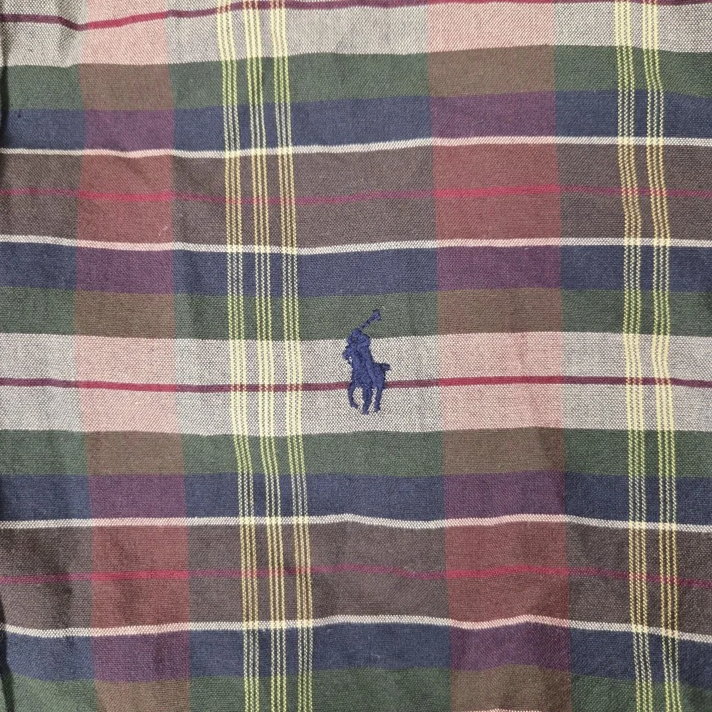 Polo Ralph Lauren Shirt Mens Large Indian Madras Plaid Lightweight Woven Cotton
